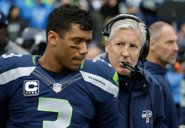Seahawks quarterback Russell Wilson and coach Pete Carroll.