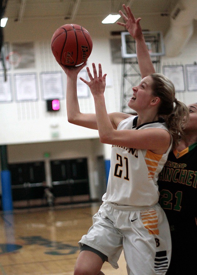 Spartan senior wing Julie Feikes goes up for a layup during the home game against Bishop Blanchet Wednesday