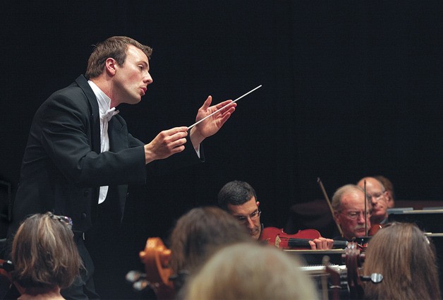 Maestro Wesley Shulz conducts the Bainbridge Symphony Orchestra. Shulz will be one of the judges for this weekend’s Young Artist Concerto Competition.
