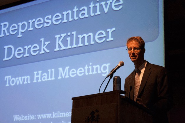 Derek Kilmer spoke to a crowd of nearly 40 islanders at a town hall meeting hosted by IslandWood Wednesday evening.