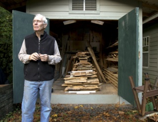 Top: Woodworker Roger Lauen is a self-proclaimed wood collector.