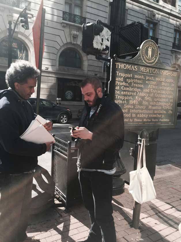 David Breaux asks a man in Louisville to share his written concept of the word 'compassion.'