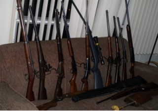 Some of the 60 weapons recovered by the Kitsap County Sheriff Office.