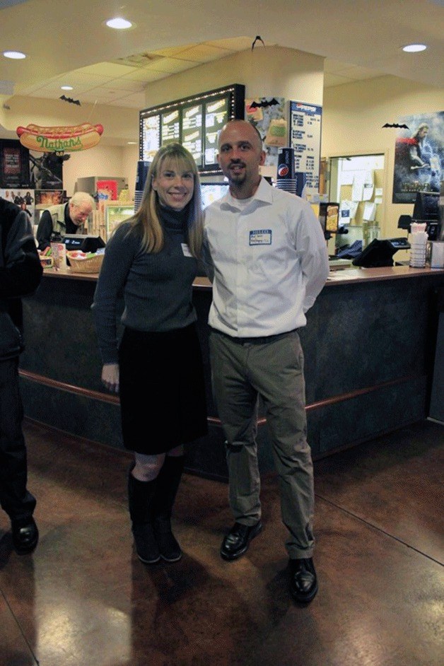 Laura Van Dyke and Brad Lewis at Bainbridge Cinemas for their first event of the year since joining Partners in Health. The two hosted a documentary film showing of “Girl Rising” for International Day of the Girl.