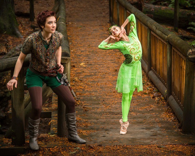 Myriah Riedel stars as Peter Pan and Lydia Olsen as Tinkerbell in Ovation!'s 2014 Holiday production of 'Peter Pan.'