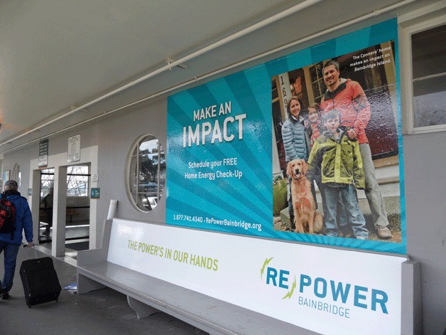 The displays at the island's ferry terminals are one example of the award winning message that RePower Bainbridge has put forth.