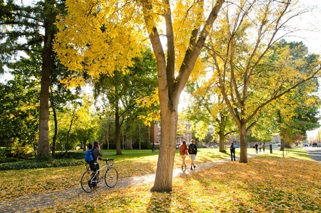 The campus of Whitman College in the fall.