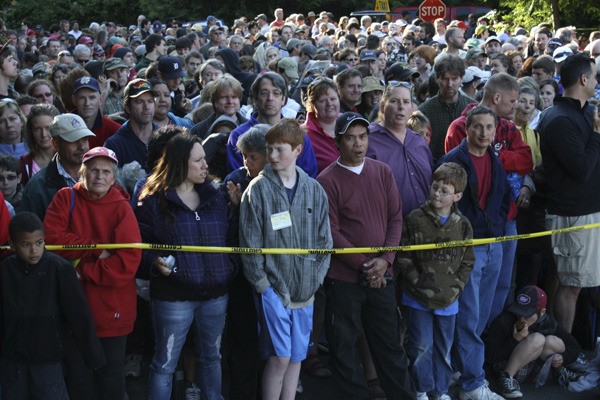 Shoppers line up early for the 2011 Rotary Auction.