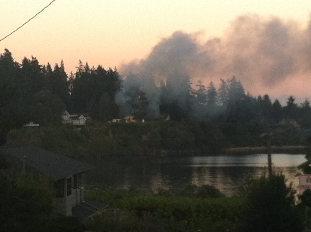 Smoke from the fire could be viewed from throughout Eagle Harbor.