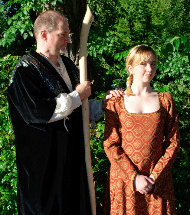 Joel Underwood and Katriana Zommers star in the BPA Shakespeare Society’s production of “The Tempest” at the Creaky Tree Meadow on the campus of IslandWood.