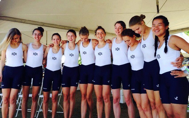 Bainbridge Lightweight girls at the National Championships where they took ninth  in the nation in their event. They are (from left) Emma Pazoff