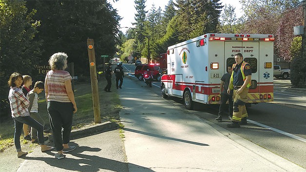 Emergency responders routed traffic around the accident scene Wednesday after a 14-year-old boy’s bicycle  collided with a truck near the intersection of High School Road and Capstan Drive. The boy was airlifted to Harborview Medical Center. Police said neither the boy nor the driver were at fault.