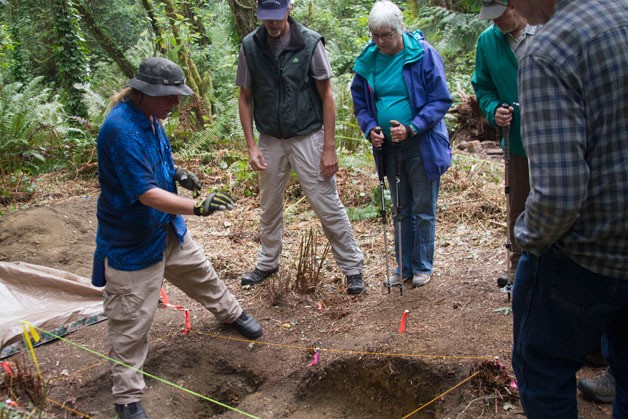 Volunteers with the Bainbridge Island Historical Museum visit the Yama archaeology dig earlier this summer.