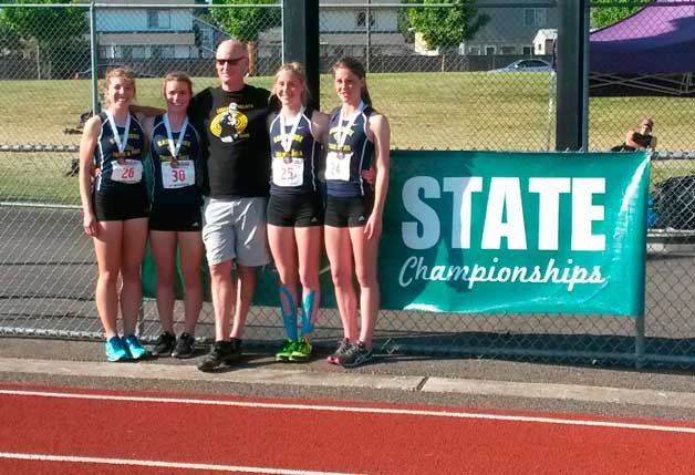 The Spartan girls 4x400-meter relay team of Aerin Amore