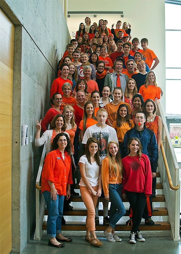 Students at Bainbridge High wear orange for Unity Day.