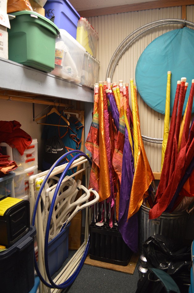 The band program’s four practice rooms at Bainbridge High are overrun with equipment