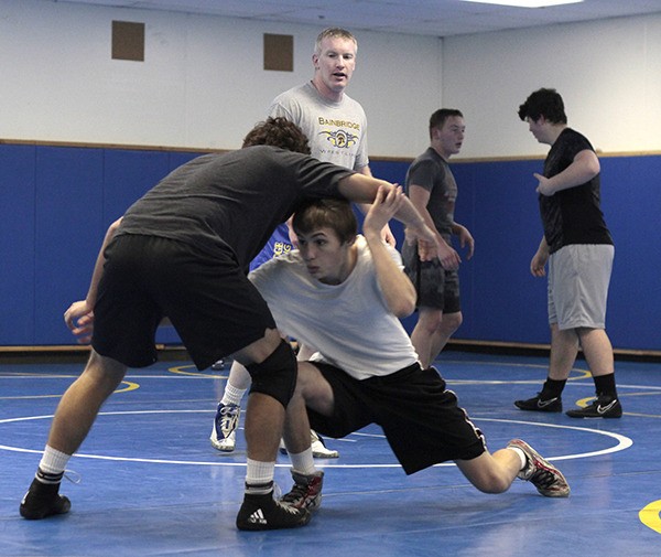 BHS varsity wrestling Head Coach Dan Pippinger oversees a recent practice session