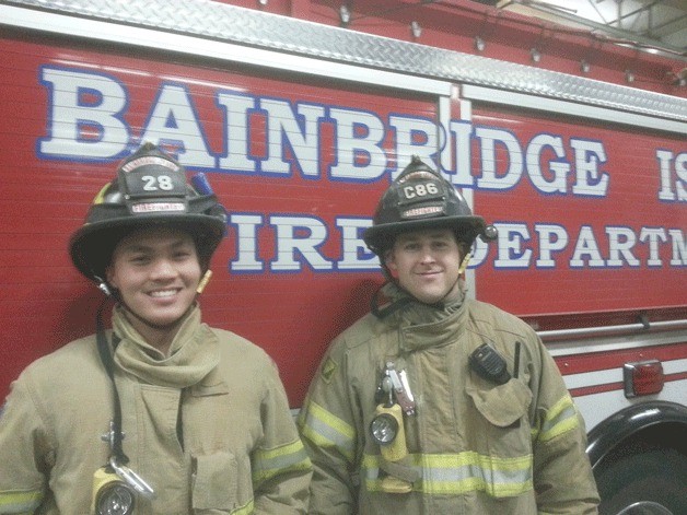 Bainbridge Island Fire Department 2012 Firefighters of the Year Tien Tran and Josh Foley.