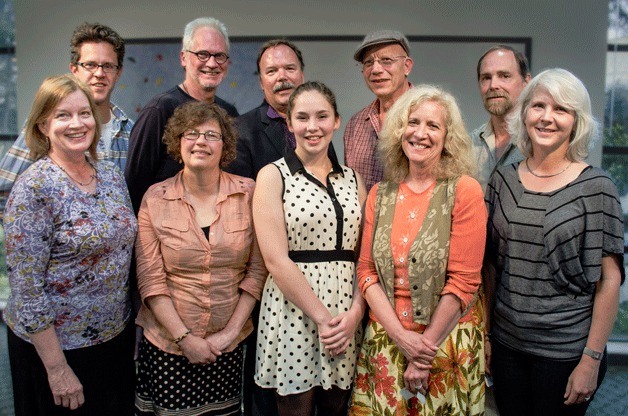 The Island Theatre 2013 Ten-Minute Play Festival playwrights. In the front row: Connie Bennett (first  place)