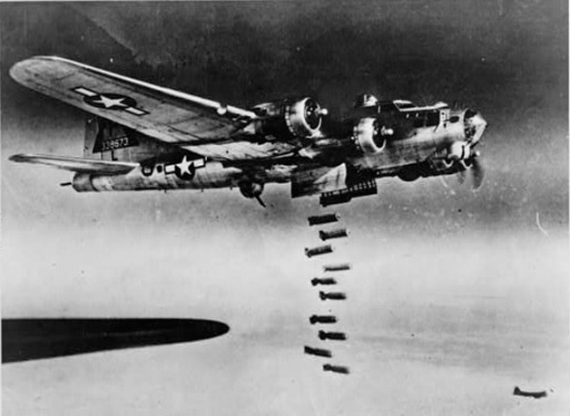 A U.S. Air Force bomber over Nuremberg