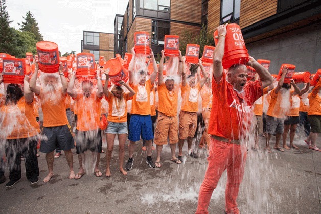 Avalara CEO Scott McFarlane takes the ALS Ice Bucket Challenge along with roughly 170 employees of the Bainbridge company.