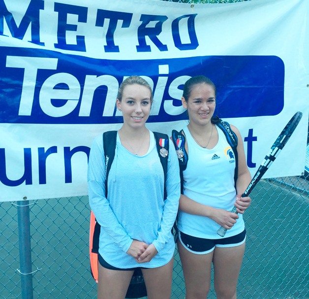 Sammantha Jiang and Lily Welch won their Metro tourney girls doubles match and will advance to districts.