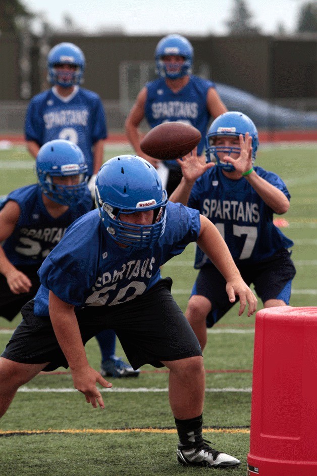 The Spartans practice for the upcoming season at Memorial Stadium last week.