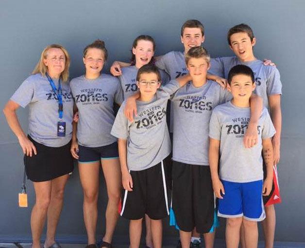 Members of the Bainbridge Island Swim Club gather for a photo during the recent Western Zone championships.