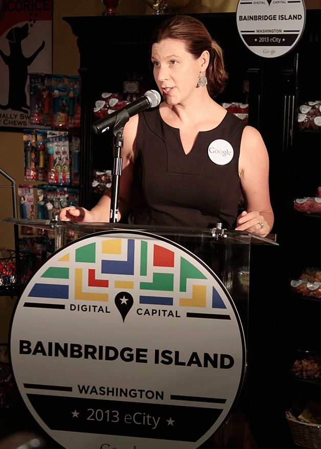 Google representative Darcy Nothnagle praised the business owners of Bainbridge Island Friday as the online giant named Bainbridge as its 2013 Washington eCity for it's strong online commercial presence. 'It's so much fun to be here today