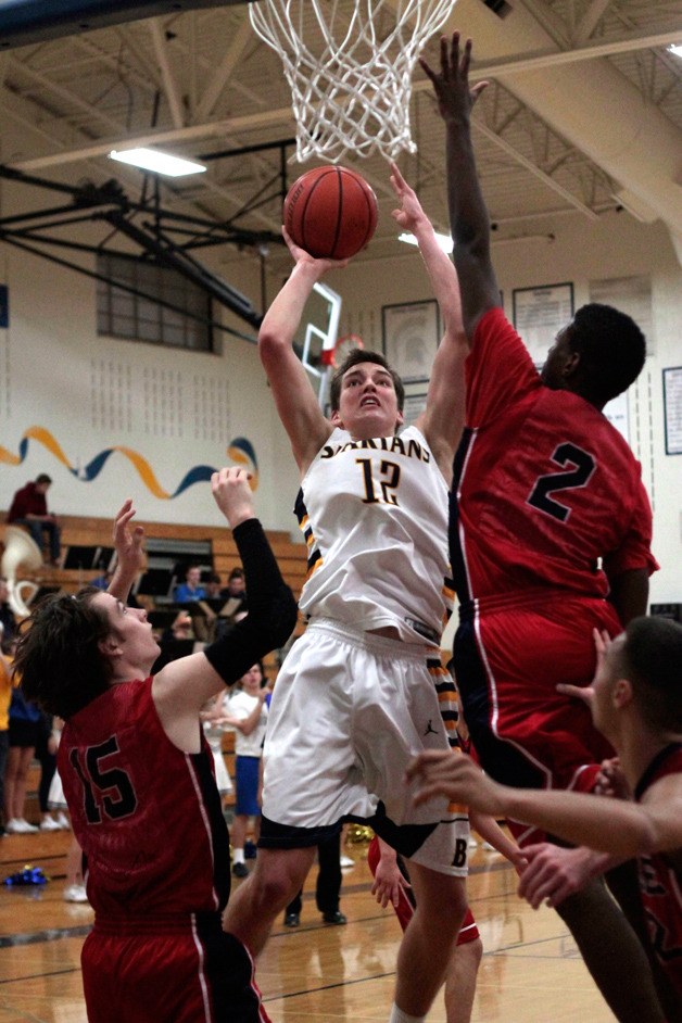 BHS junior wing Dawson Gonwick trying for a layup during Tuesday's home game.