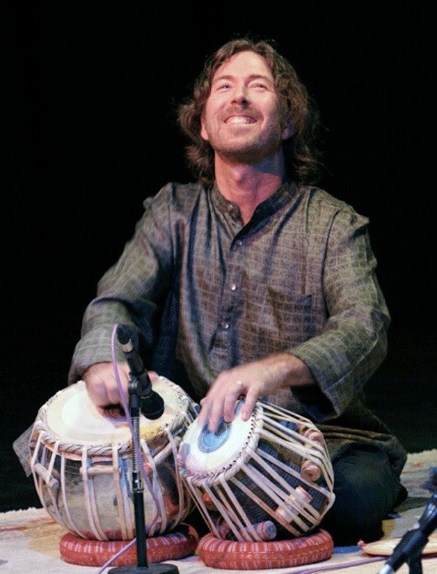 Ty Burnhoe plays the tabla for classical Indian music.