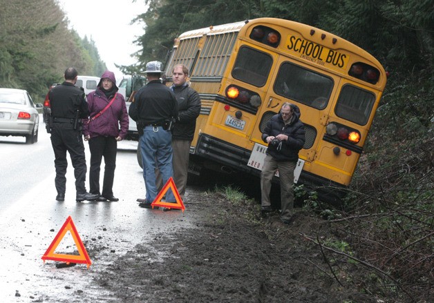 A Central Kitsap school bus went off the roadway on Highway 305 near Hidden Cove Road Tuesday.