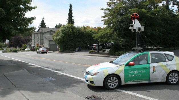 A Google 'Street View' vehicle pulls into the parking lot of Bainbridge City Hall on Tuesday