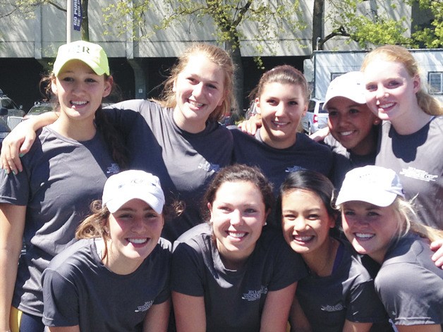 The Bainbridge Island Rowing Varsity Girls 8+ team took first play on Opening Day at the Montlake Cut. In front