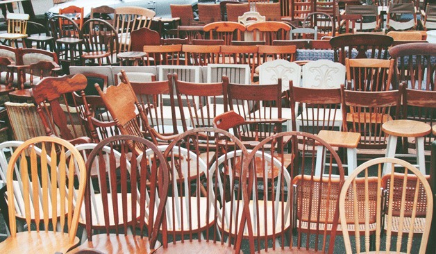 Chairs on chairs on chairs at the Rotary Rummage.