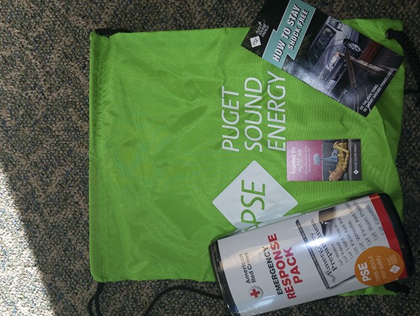 A Puget Sound Energy emergency kit. PSE will be  handing out similar kits on Day Three of Bainbridge Prepares.