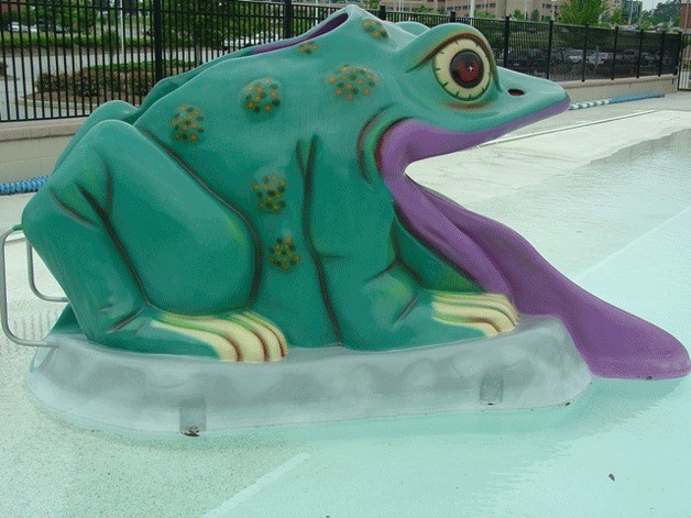Warren Hudgens’ fellow swimmers and pool-side friends hope to raise enough funds to purchase a giant frog slide for the children’s area of the Bainbridge Island Aquatics Center.