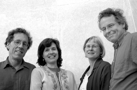 From left: Tom and Virginia Dziekonski and islanders Sue Jane and Steve Bryant. Their Beau Metro Quartet will play a selection of string quartets on Friday evening at the Island Gallery
