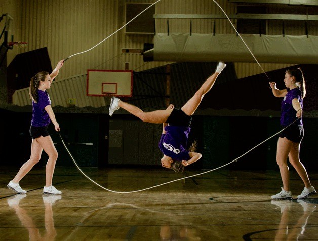 The aerial antics of some of the Bainbridge jump rope experts to be featured in the upcoming charity event: Anna Warga