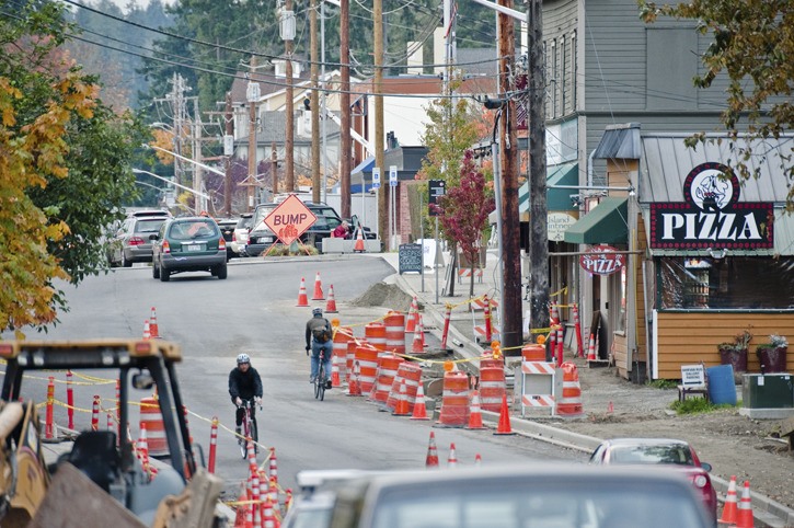 Construction has hampered traffic and commerce along Winslow Way.