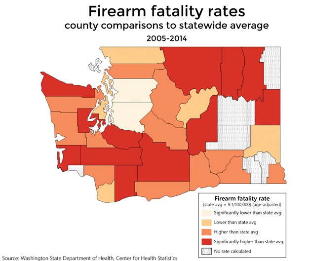 Firearm fatality rates across the state.