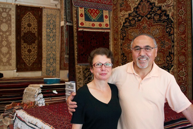 Birgul and Adem Solak in their store Shirvan Rug Gallery