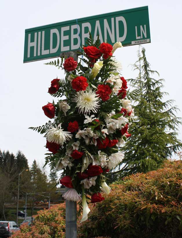 Hildebrand Lane was adorned with flowers to mark the recent passing of the man for which it was named.