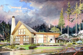 An artist’s rendition of the Island Church to be built on Sportsman Club Road.