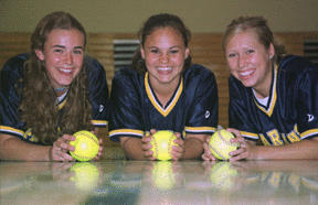 The fastpitch pitching staff of Sara Robinson (left)