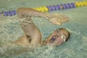 JV Spartan swimmer Sean Enslow Newman plows through the 100 free.
