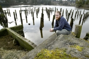 City shorelines planner Peter Namtvedt Best has obtained grant funind to restore beach habitat at the city-owned "Strawberry Plant" property on Eagle Harbor's northwest shore.