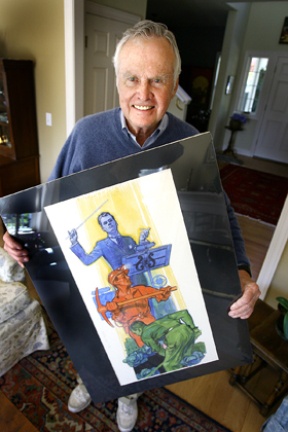 Jack Paus (above) with his father Herbert’s World War I-era “Cabbage Patch Patriots.”