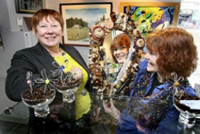 Jessica Osborn-Turner (left) and Sally Prangley in the new A is for Artists Gallery on Bjune Drive.