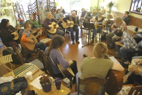 More than 50 musicians and fans turned out for the debut jam session at Bagels and Beans coffeehouse.